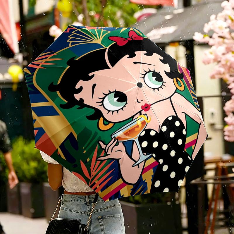 Betty Boop Print Umbrella Automatic Opening/ Closing - Portable Foldable Design - Daily Use for Travel/Outdoor - Gift for Birthday