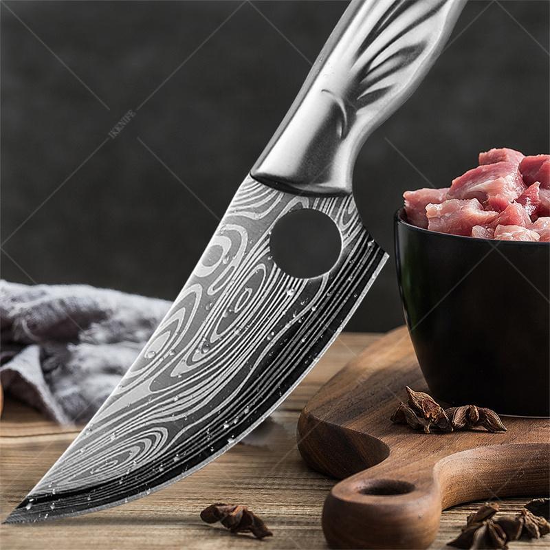 Professionelles scharfes Metzgermesser für zu Hause, Edelstahl, kleiner Krummsäbel, komfortables Griffdesign, Küchenmesser mit Messerschale