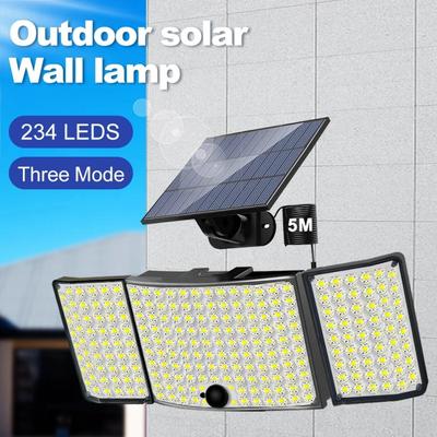 2PCS 234LED Solar Light with Motion Sensor Remote Control IP65 Waterproof for Outdoor Patio Garage Security Bod Induction Wall Light