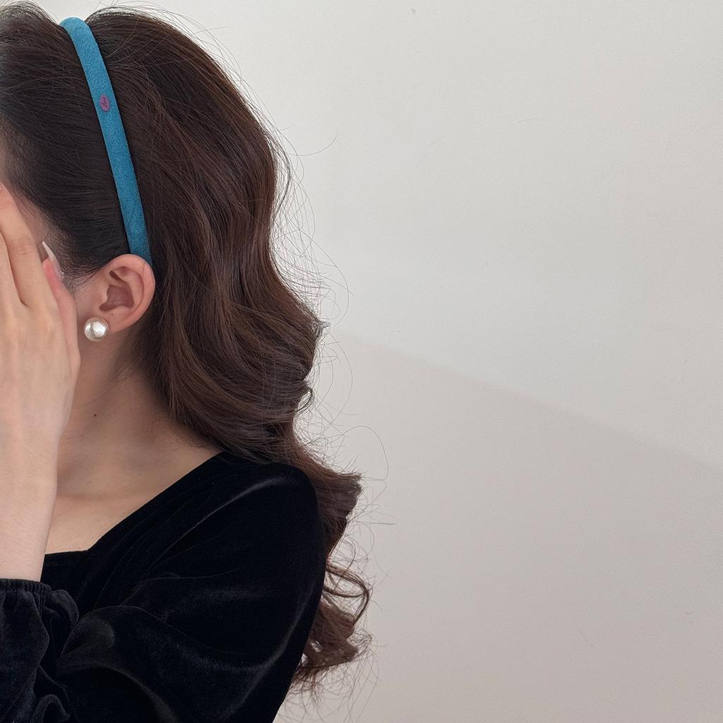 Schmales Wildleder-Stirnband für Herbst und Winter, Einfaches einfarbiges feines Stirnband zum Zurückstecken der Haare