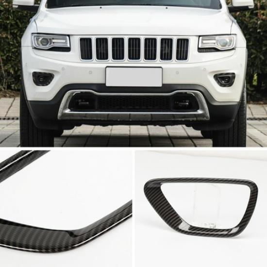 Front Fog Light Lamp Cover Trim Carbon Fiber For Jeep Grand Cherokee 2014-2016