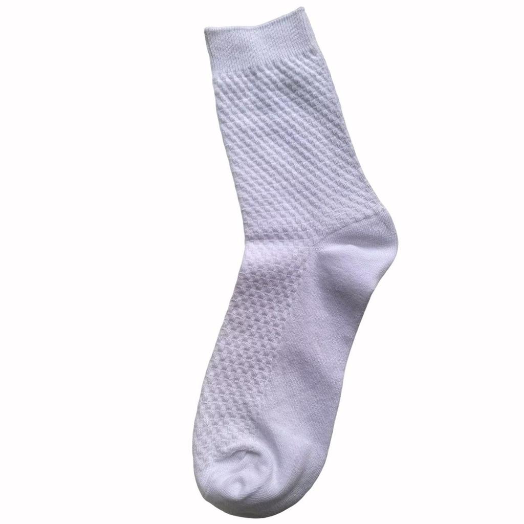 Men's Bamboo Fiber Mid-Calf Business Socks - Breathable, Double-Needle, Four Seasons Style