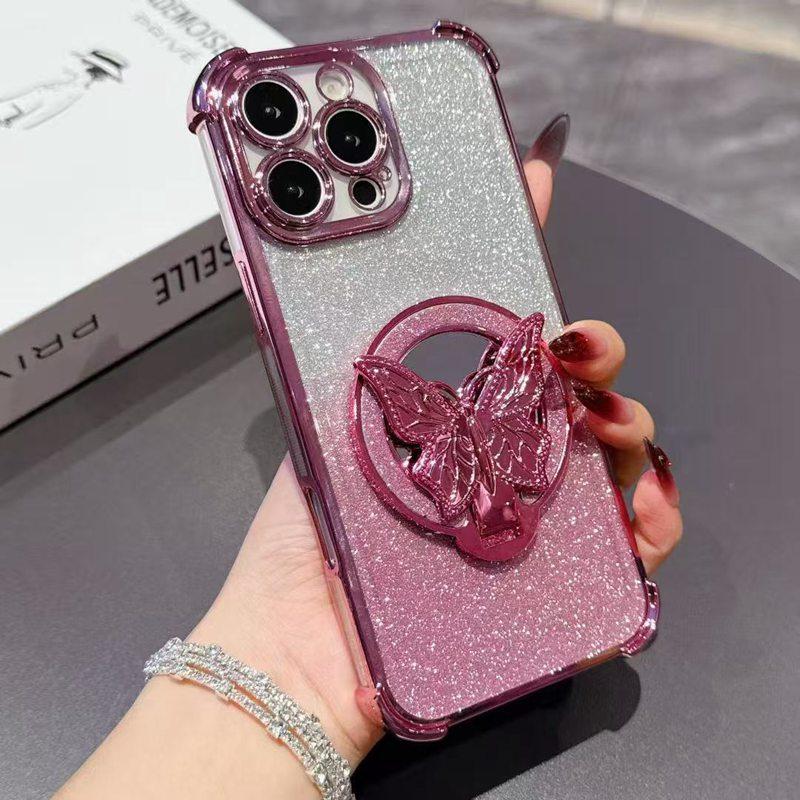 Shockproof Mirror Butterfly Glitter Phone Case For Samsung Galaxy A04E A04S A04 A14 A24 A34 A54 A13 4G A23 A33 A53 A73 5G Cover