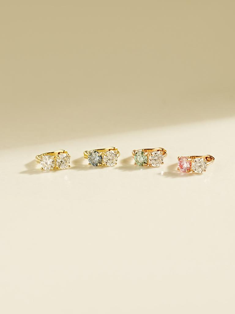 Minimalpiercing 14K 18K Moissanite Diamond Mini Two-Way Ring Earrings