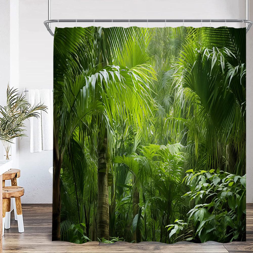 Nature Landscape Showewer Curtains Forest Green Plant Trees Bathroom Curtain Polyester Fabric Bath Decor for Home