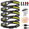 Linterna frontal con Sensor LED recargable por USB, linterna frontal COB, luz de trabajo, resistente al agua, para pesca, Camping