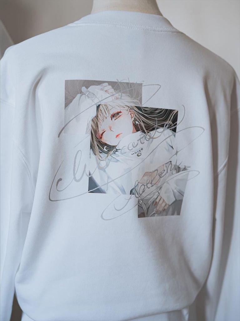 [USED] Aojukou MASCATALE Illustration Print Sweatshirt (White) Unisex