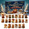 Unique Christmas Ornaments Highland Cow Advent Calendar, 24 Acrylic Ornaments, Decorative Surprise Gift 2D Flat Hanging Charms for Tree Decoration