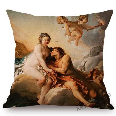 French Royal Painting Francois Boucher Ancient Greek Myth Venus Cupid Angels Floral Retro Decor Throw Pillow Case Cushion Cover