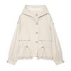 Womens Lace Hooded Cotton Jacket Versatile Street Style Loose Fit Winter Coat