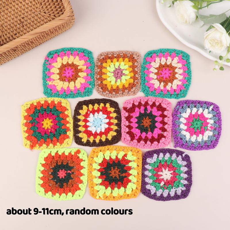 10 Pezzi Mix Casuale Colori Uncinetto Fatto a Mano Centrini Adatti Pezzo Fiore Quadrato Per Tasca Vestiti Fai da Te Sottobicchiere Borsa Tovaglia