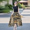 Printed dress two-piece set summer new design temperament elegant waist thin dress set