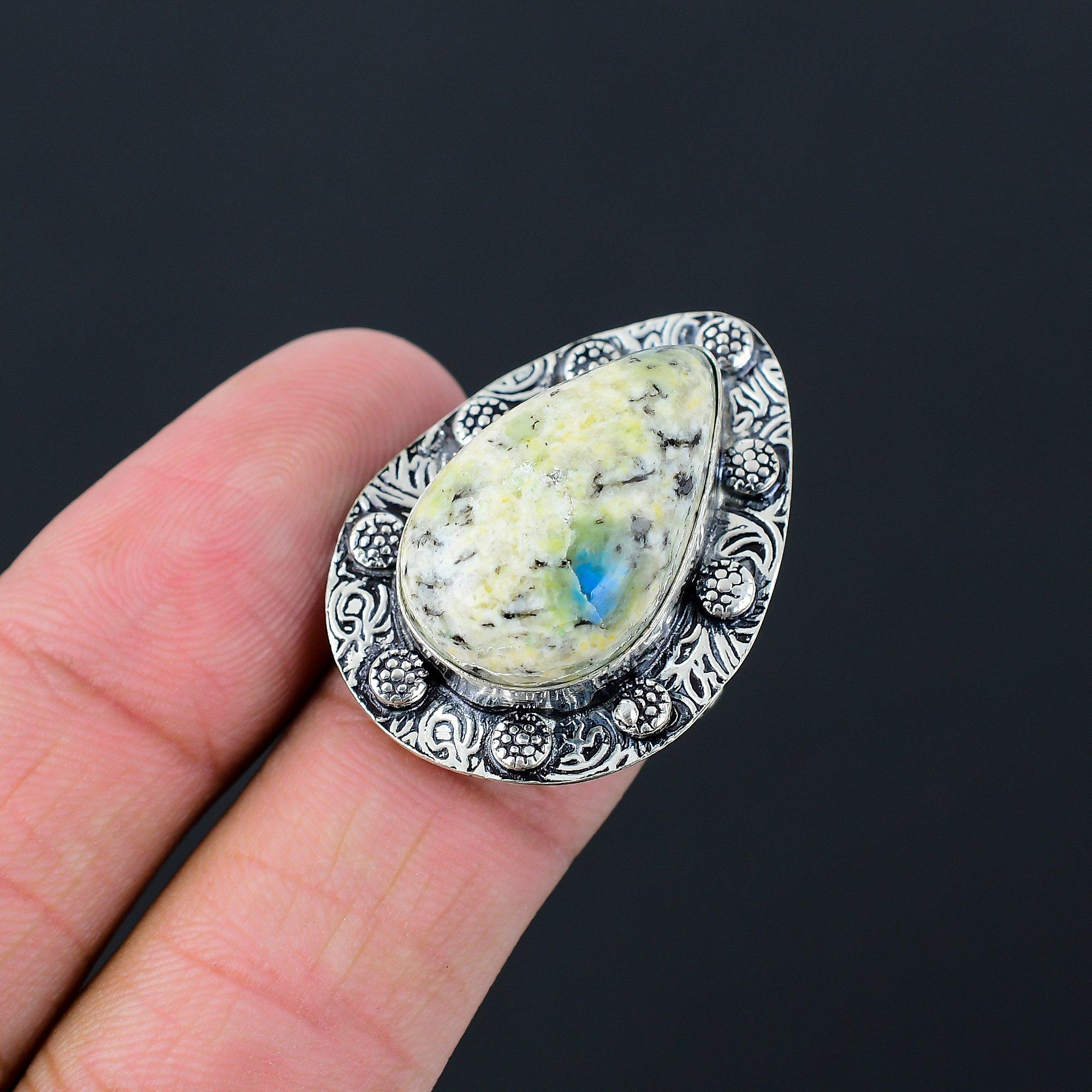 Sterling Silver Natural K2 Jasper Engagement Anniversary Multi Stone Ring US 8 8