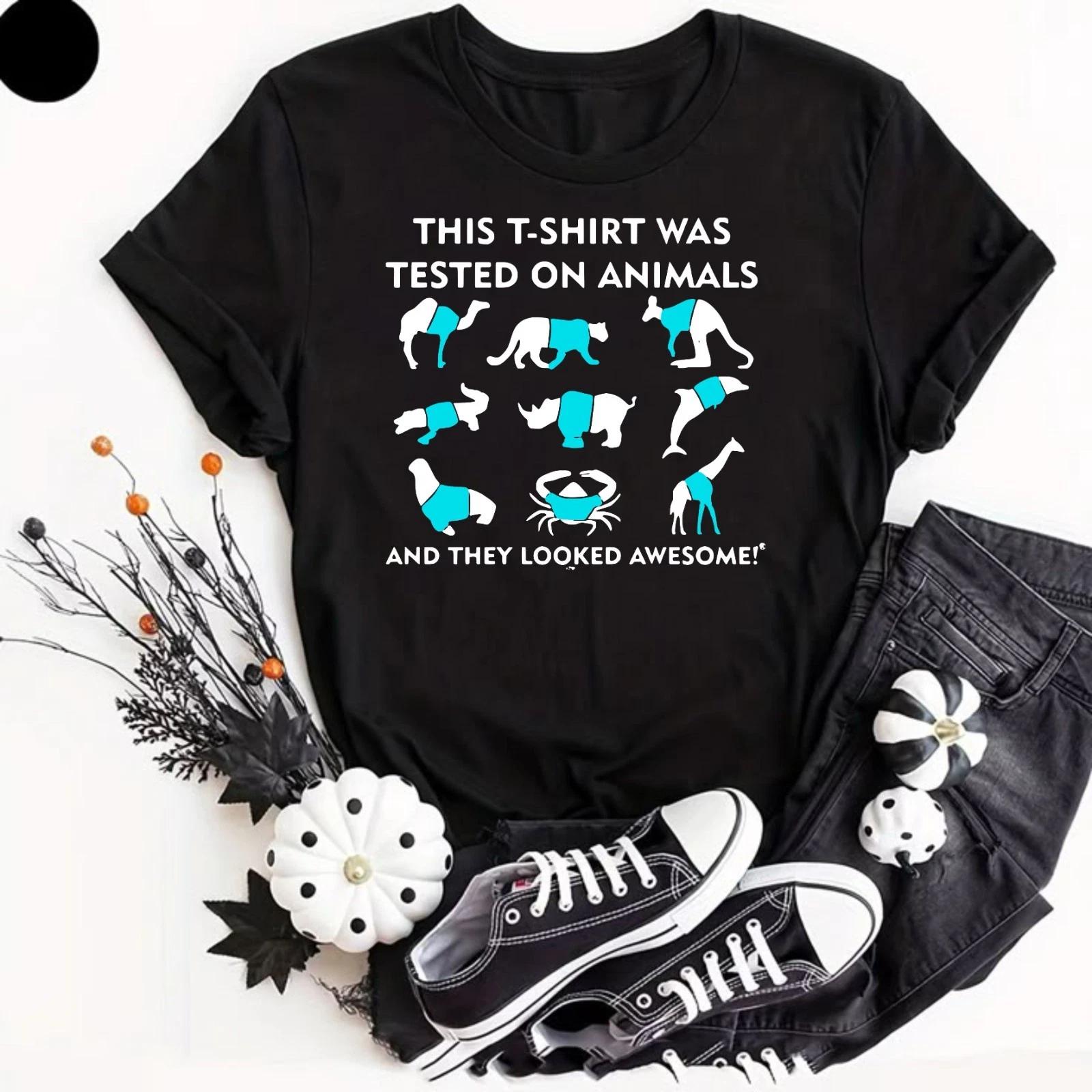 This T- Shirt Was Tested On Animals And They Looked Awesome Shirt Pet Joke Top S