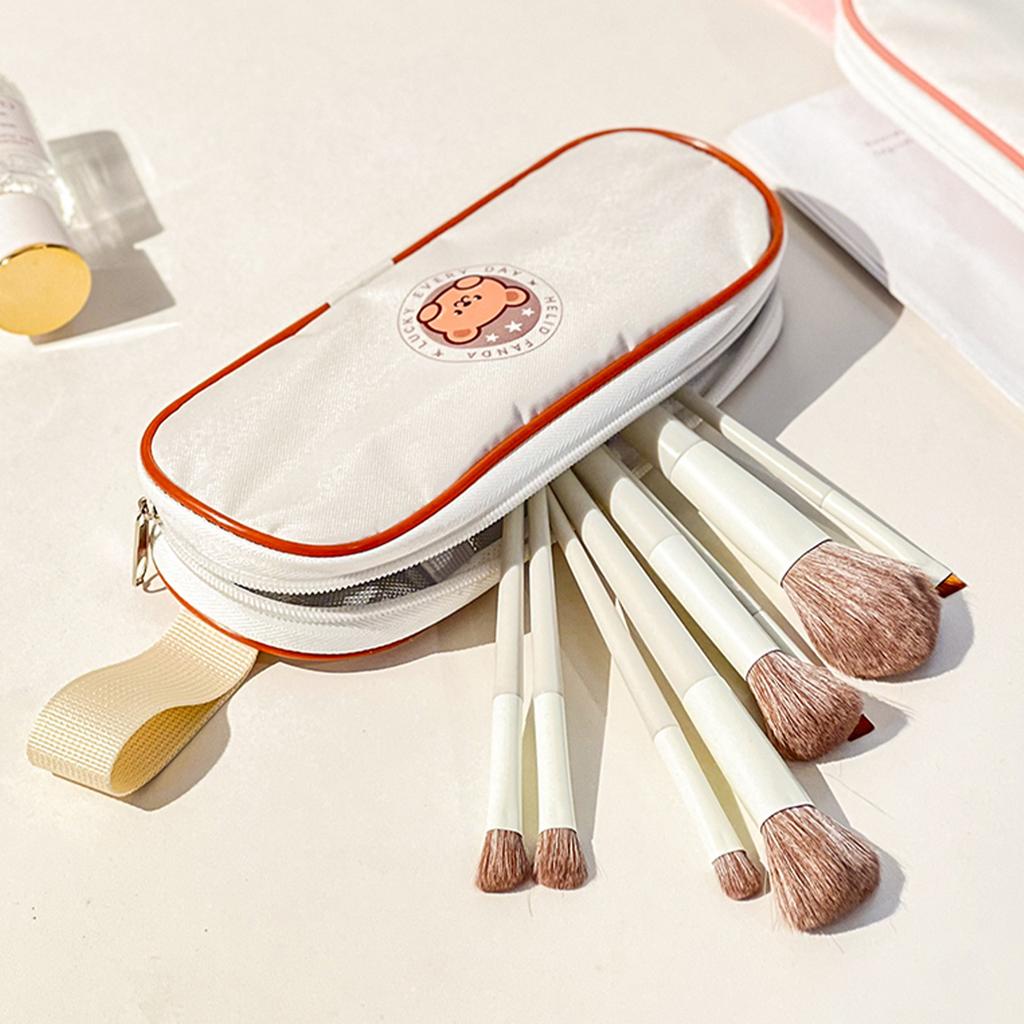 Travel Portable Cosmetic Brushes Bag Multifunctional Makeup Brush Storage Bag With Zipper Cute Waterproof Storage Pouch