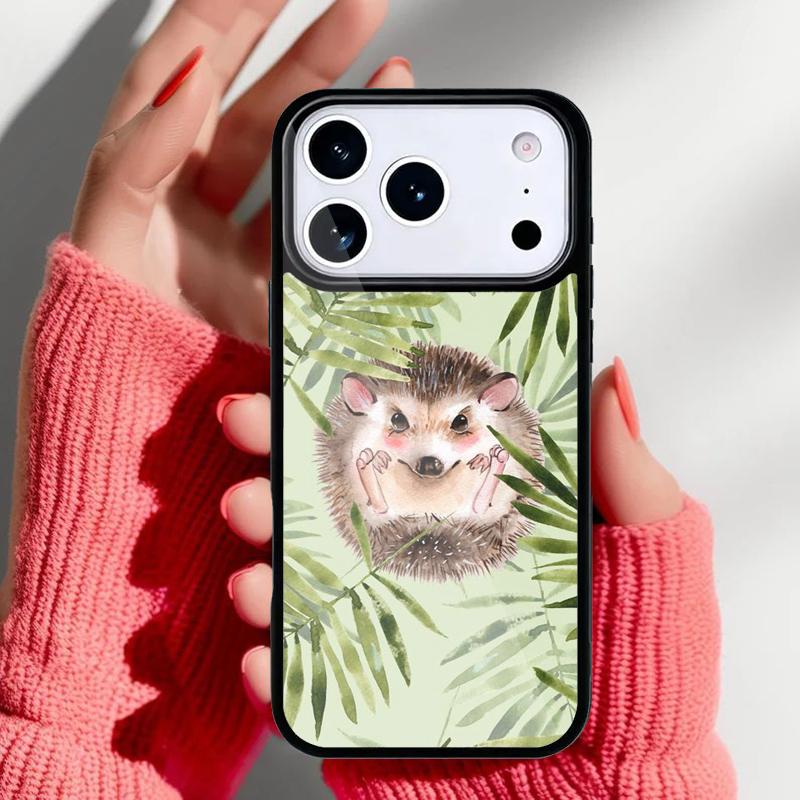 

Kawaii Hedgehog Phone Case for iPhone 17 16 15 14 13 Pro Max Back Cover for 12 11 Pro Coque iPhone 14