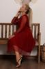 Women's Big Size Dress Green Lined Polka Dot Tulle Plus Size Belted Dress