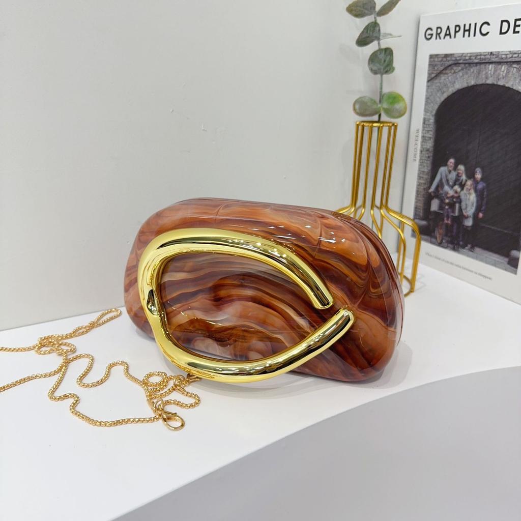 Women's Trendy Chain Crossbody Shoulder Bag Handbag Acrylic Wedding Evening Bag Shell Formal Clutch Purse for Women Evening Bag Formal Clutch Purse