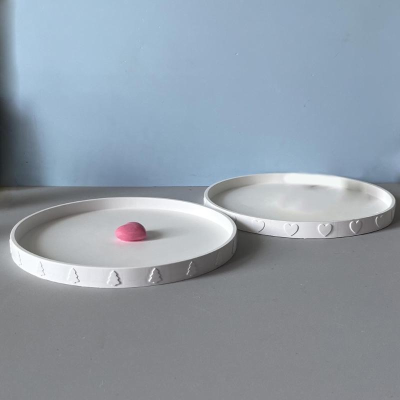 Resin Tray Mold Jewelry Tray Mold Silicone Coasters Mold Round Epoxy Mold for Casting Dish Storage Home Decors Art Craft