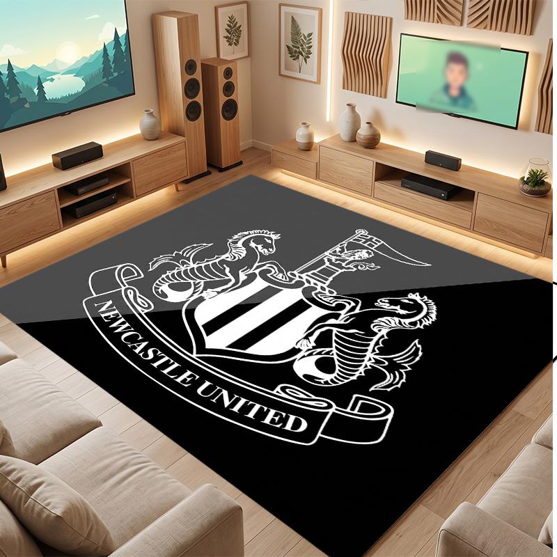 Tappeto in Velluto di Cristallo con Stampa di Calcio del Newcastle United, Comodo Assorbente d'Acqua Antiscivolo Tappeto per Pavimento Interno