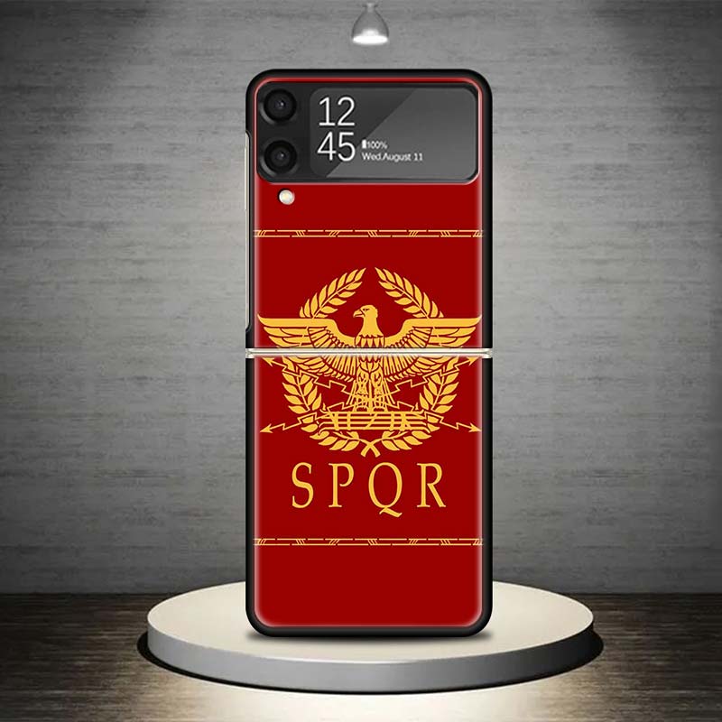 SPQR Roman Imperial Legionv Phone Case For Samsung Galaxy Z Flip 7 6 5 4 3 5G Shockproof Cover Z Flip7 Flip6 ZFlip5 Flip3 Flip4