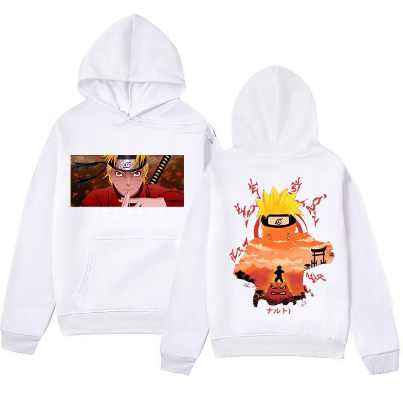 Мужская модная толстовка Наруто Узумаки - Флисовая толстовка Осень/Зима XL белый
