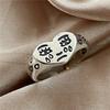 Retro Heart Shape Crying Face Ring For Men Women Silver Color Punk Gothic Open Ring Handmade Unisex Designer Jewelry Accessories