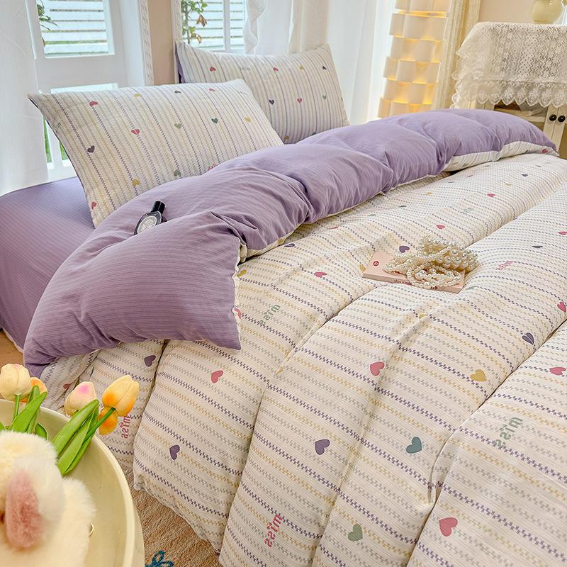 

Класс А для матерей и младенцев, жаккардовый аэробный цветной хлопок, приятный для кожи, удобный, простой и литературный комплект из 4 предметов на кровать 1.2 Sheet3pcs quilt 1.5*2m