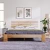 Lit double - MUVOE - 200 x 140 cm - Bois massif - Tête de lit - Design compact