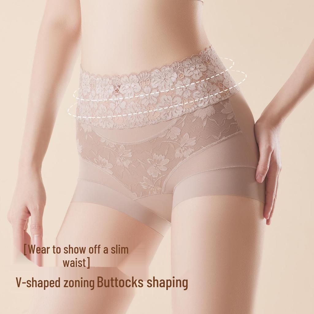 National Style Seamless High-Waisted Tummy Control Lace Pants - Sexy, Comfortable, Butt-Lifting Mulberry Silk