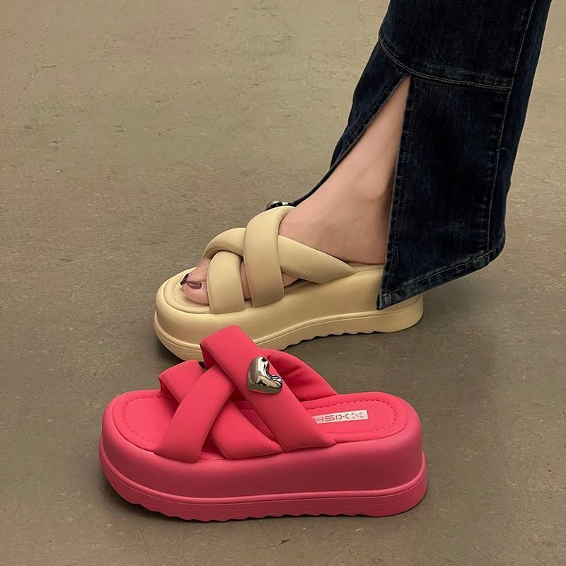 Premium super fairy slippers women's summer outer wear 2025 new summer fashion versatile thick bottom heightening one-word drag