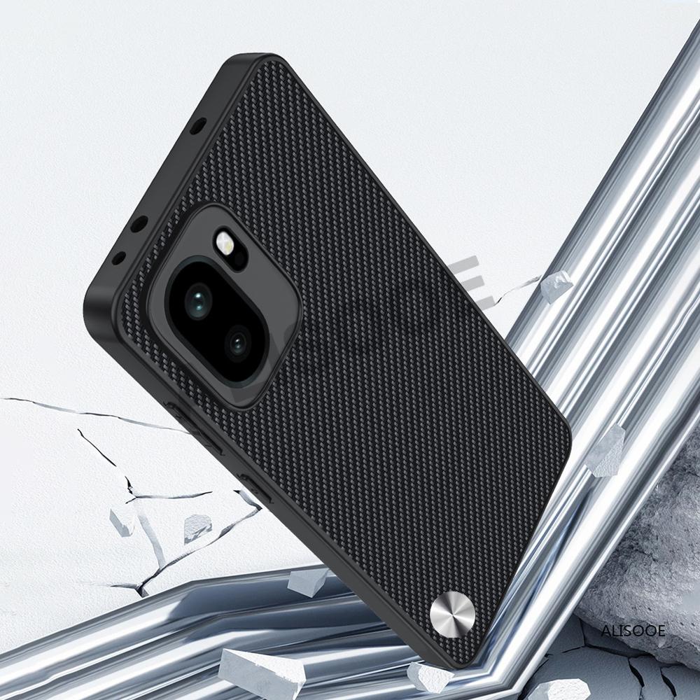 Dla Oneplus Ace 6 Ace6 Etui Pokrowiec Tekstura Włókna PU Skóra Twardy Plastik Pełna Ochrona Nakładka na Telefon Capa Funda