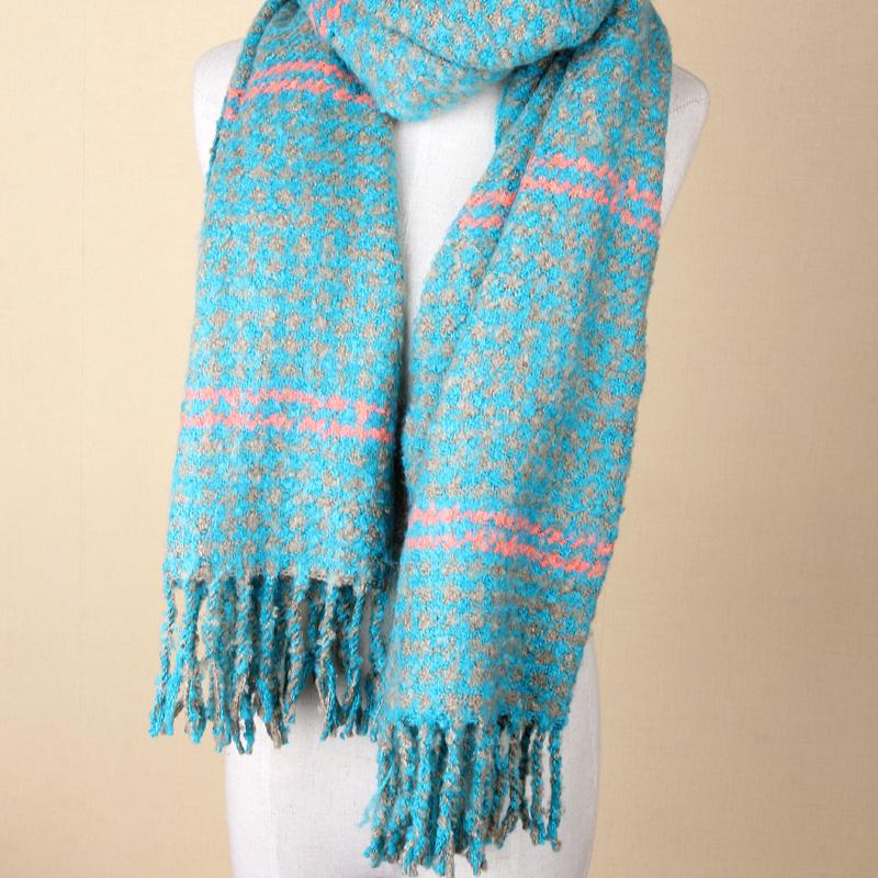 Schal, Herbst und Winter Koreanische Version des modischen verdickten warmen Kaschmirimitat-farbigen Tausend-Vogel-Gitter-Fransenschals