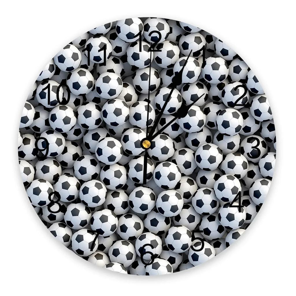 Sky Grass Football Clock Living Room Home Decor Large Round Wall Clock Mute Quartz Table Clock Bedroom Decoration Wall WatG6A9Q7