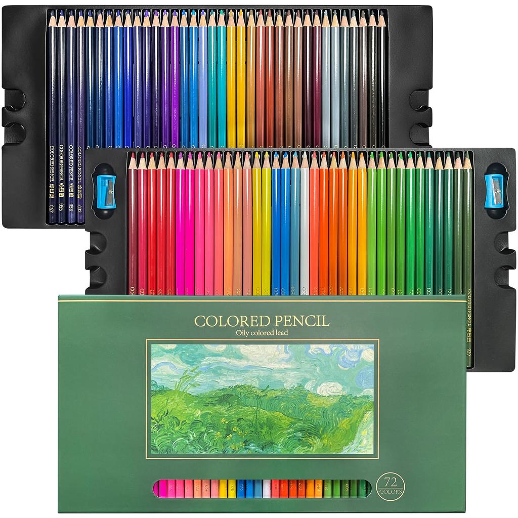 Roleness Colored 72 for Kids and Professional Colored Pencil Set with Soft Core and Sharpener Pencils, Colors, Oil-Based, Adults,