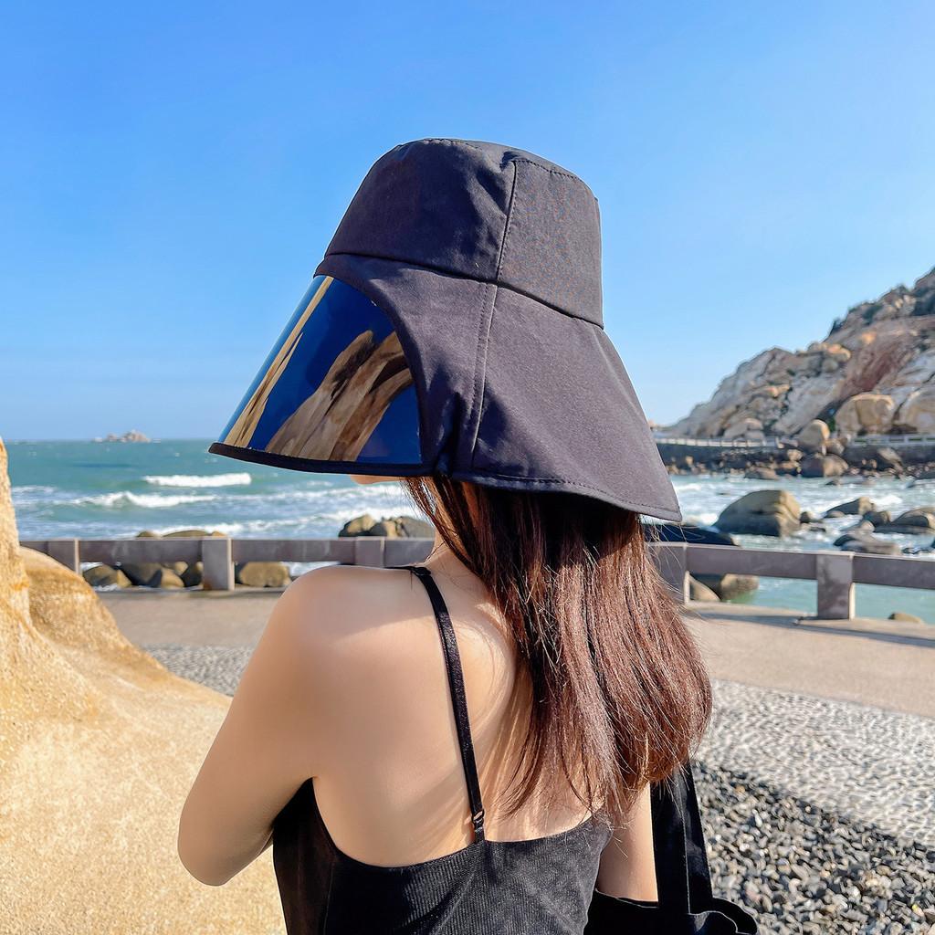 Fisherman Hat Summer Wide Brim Sunshade Cap With Adjustable Face Mask For Beach And Outdoor Activities