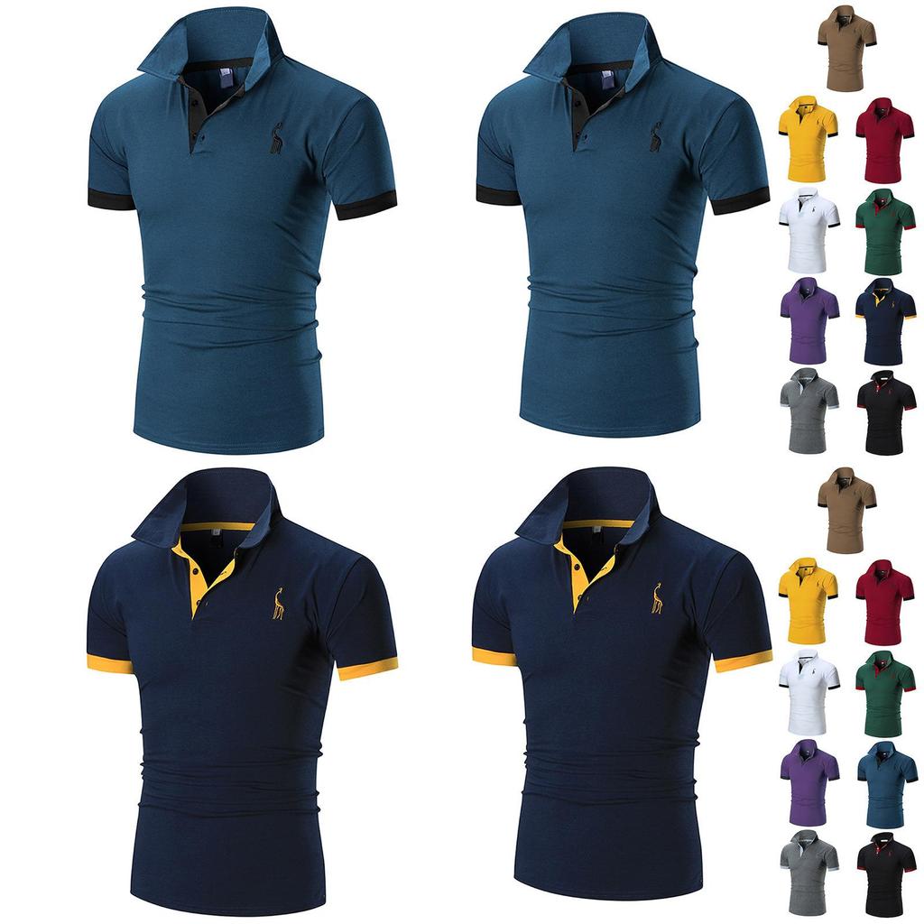 Polo New Mens Shirt Slim Fit Short Sleeve Basic Shirts Muscle Tee Tops Tshirt