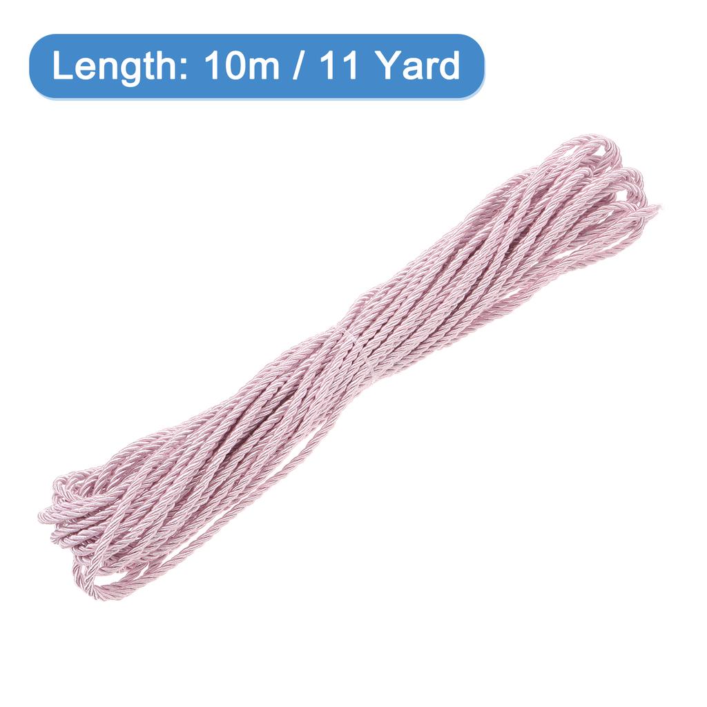 Uxcell 11 Yard 3mm Twisted Cord Trim 3-Ply Twine Braided Rope Shiny Thread String for Craft Gift Bag Curtain Christmas Decor