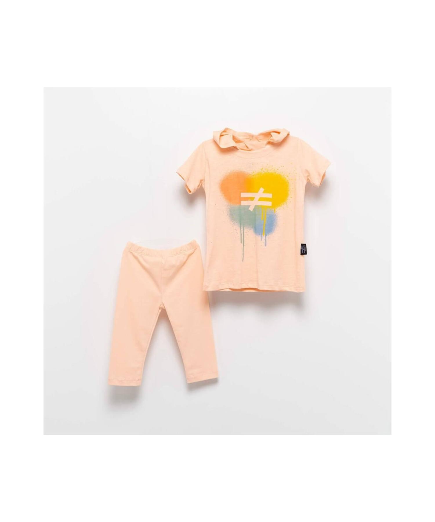 

Moinoi Salmon Color Printed Tights Kids Set