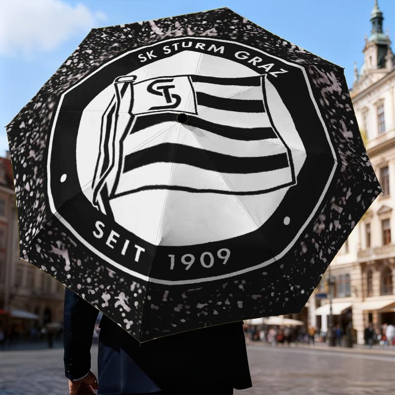 1PC Sturm Graz Crest Emblem Printed Umbrella Folding umbrella, automatic umbrella 8-Frame for Travel, camping Fan gifts Christmas Gifts
