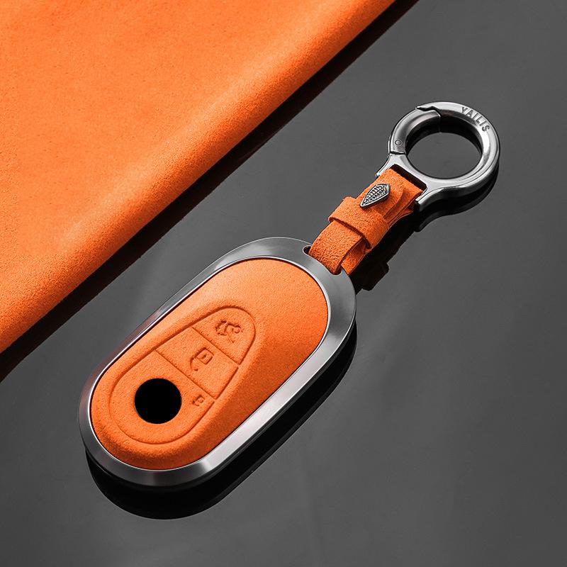 Metal Suede Car Remote Key Cover Case Holder Shell Chain Fob For Mercedes Benz B C E S Class S400L Cla Cls Glc Gle Gls Eqe Eqs