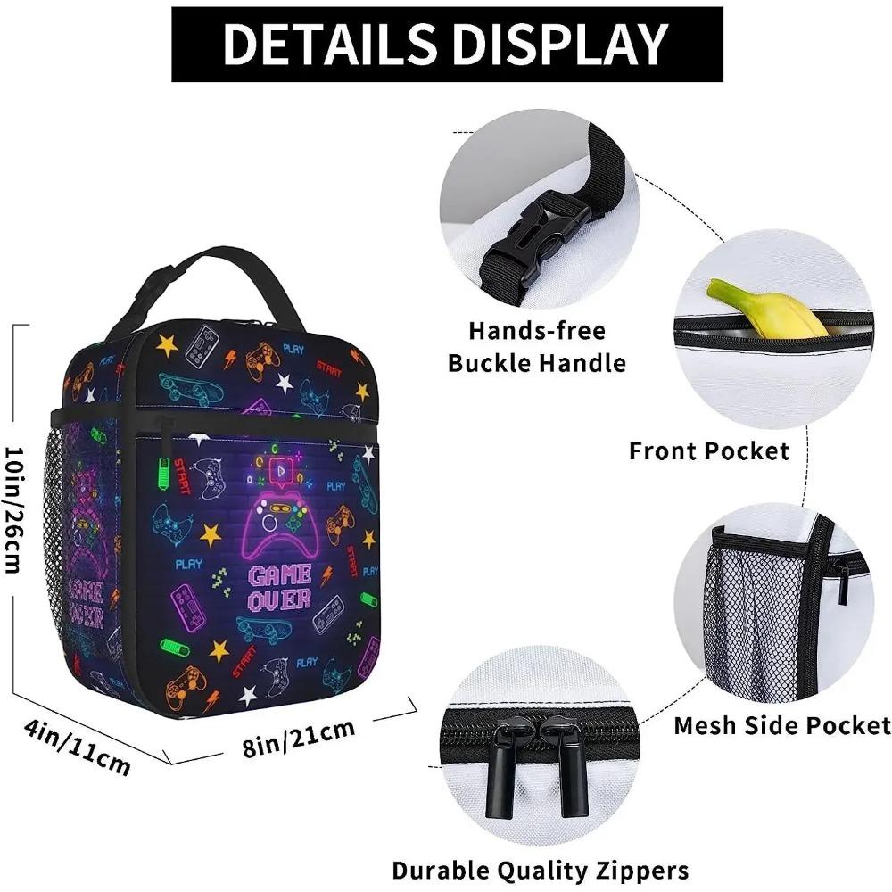 Game Gamer Lunch Box Lunch Bags Insulated Leakproof Lunch Bag for Men Boys Reusable Handbags Thermal Cooler Bento Tote Bag