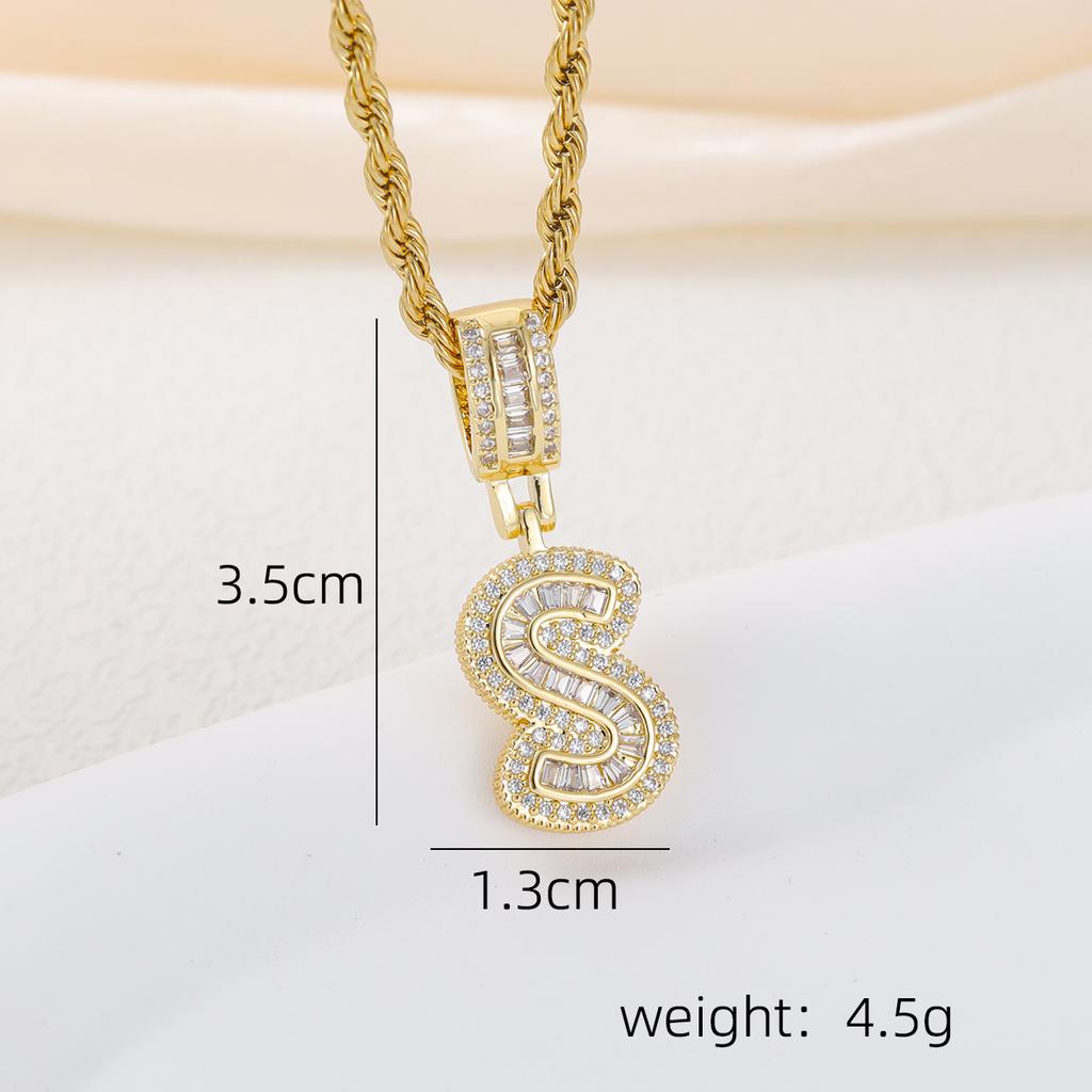 2025 New Initial Letter Necklace Women Men Cubic Zirconia Initial Pendant Necklace Rope Chain English A-Z Letter  Gift