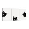 Black Cat Art Decorative Animal Cat Wall Modern Contemporary Poster Sofa Background Wall Hanging for Living Fully Framed 3-Panel Panel, Painting, Art,