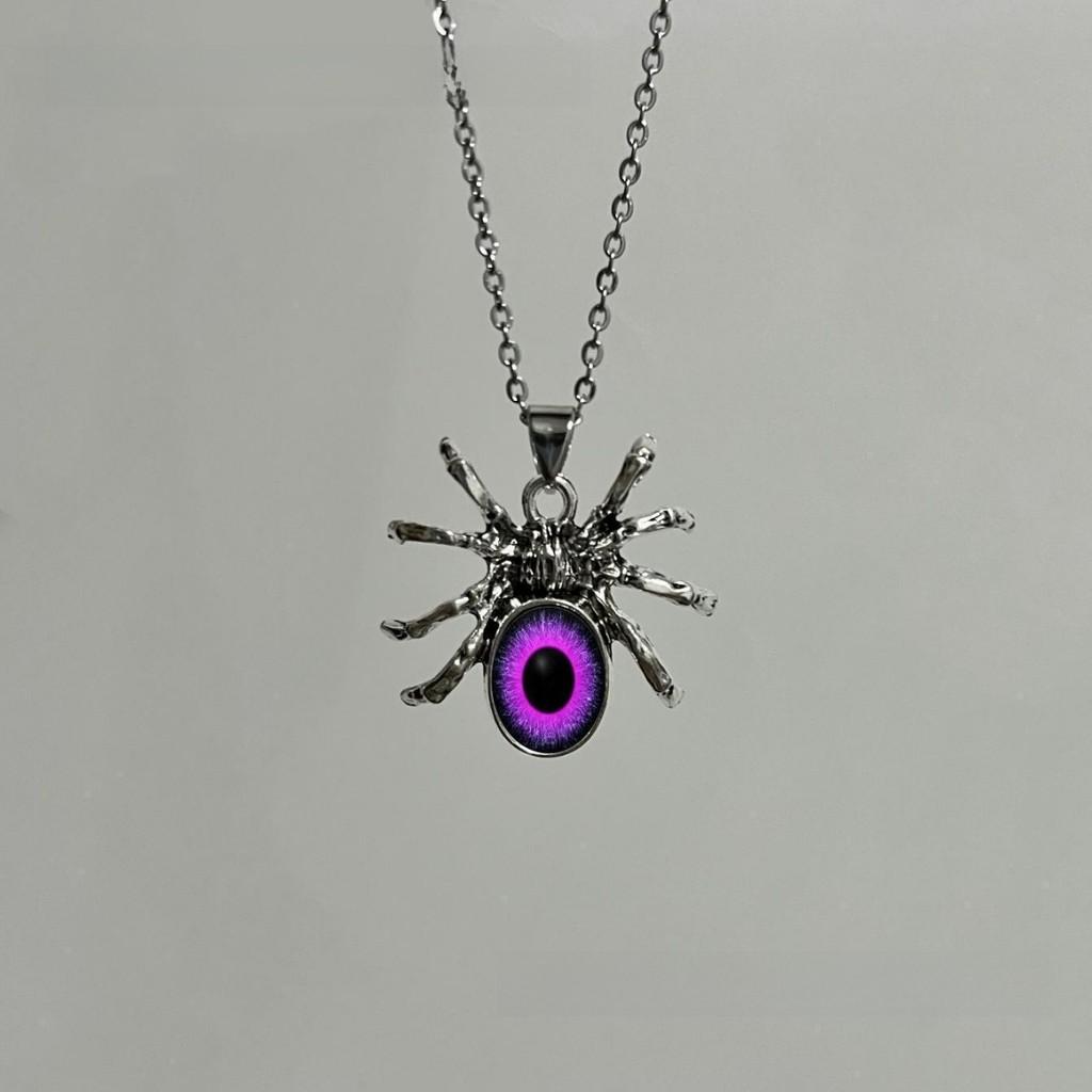 Gothic Halloween Spider Pendant Necklace With Geometric Alloy Chain For Women