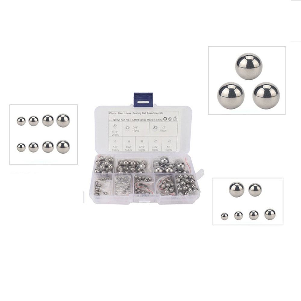 300pcs 5/16",3/8",1/2",1/8", 5/32",3/16" 7/32" Bearing Ball Assortment Kit  Auto Parts
