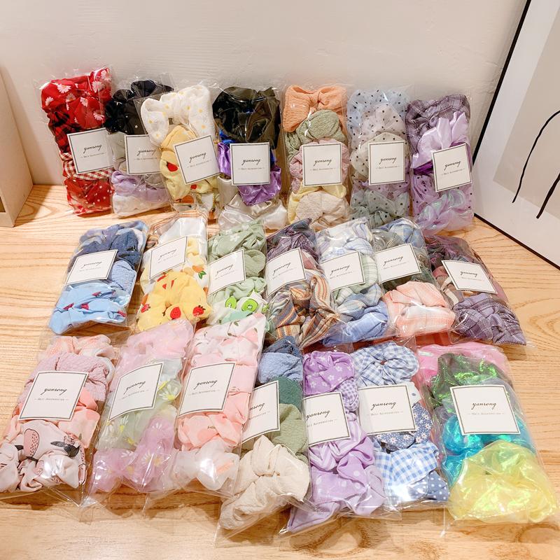 New 5PCS/Set Candy Color Printing Hair Ties For Women Cute HairBand Ponytail Holder Elastic Rubber Band Fashion Hair Accessories