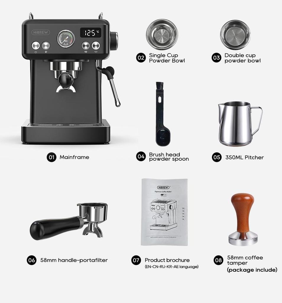 HiBREW H10A Semi Automatic Espresso Coffee Machine, 19Bar, Cold/Hot Coffee Maker