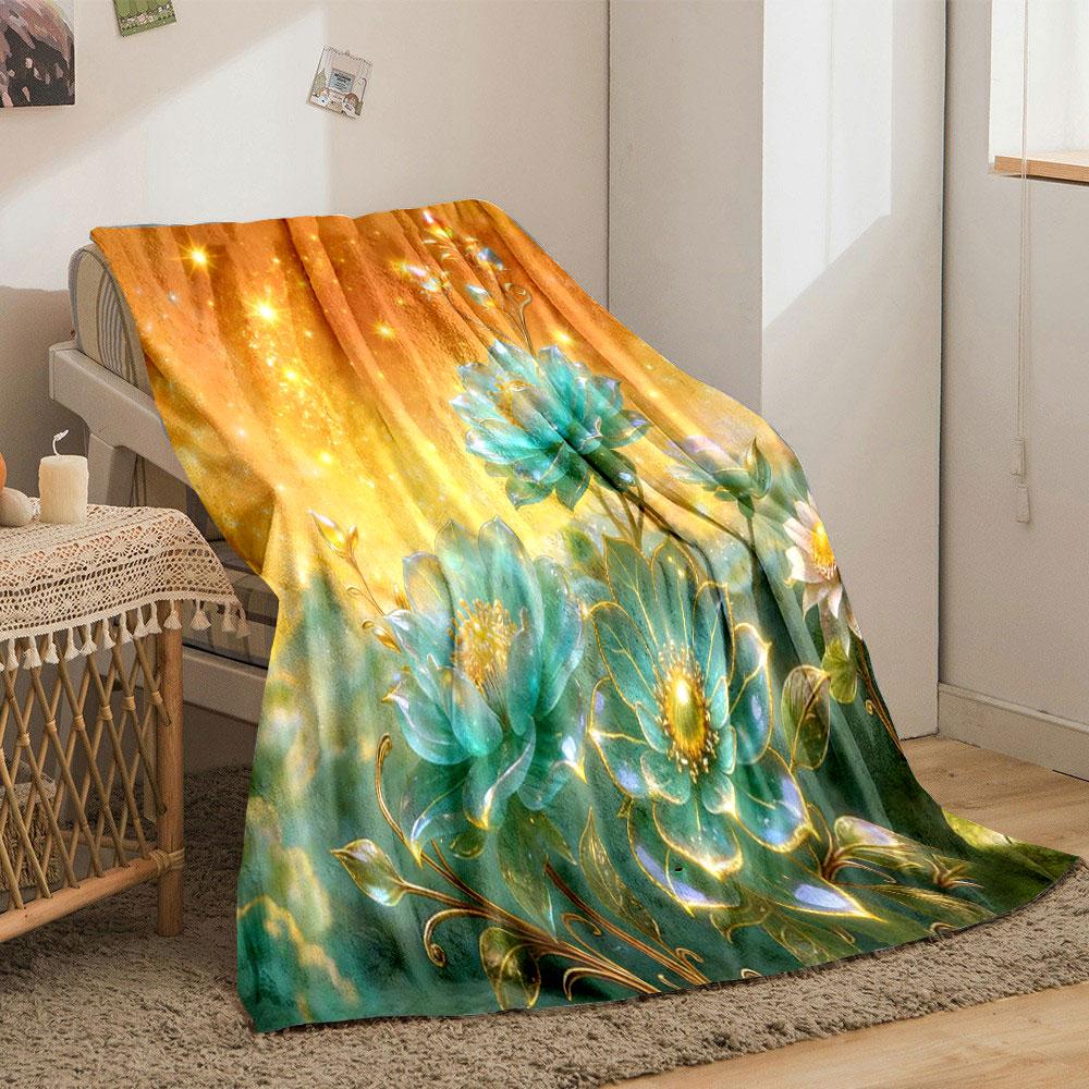 Romantic Starry Sky Flowers Printed Blanket Children Adult Soft and Warm for Home Sofa Outdoor Travel Blanket Luxury Gifts