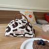 Retro  Cute Niche Semi-round Leather Strap Handbag Zipper Storage Bag Student Denim Top-Handle Bags
